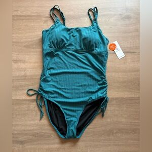 NWT Charmo Teal One Piece with Ruched Sides